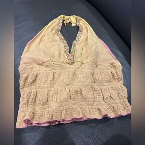 Yellow and Pink Halter Top